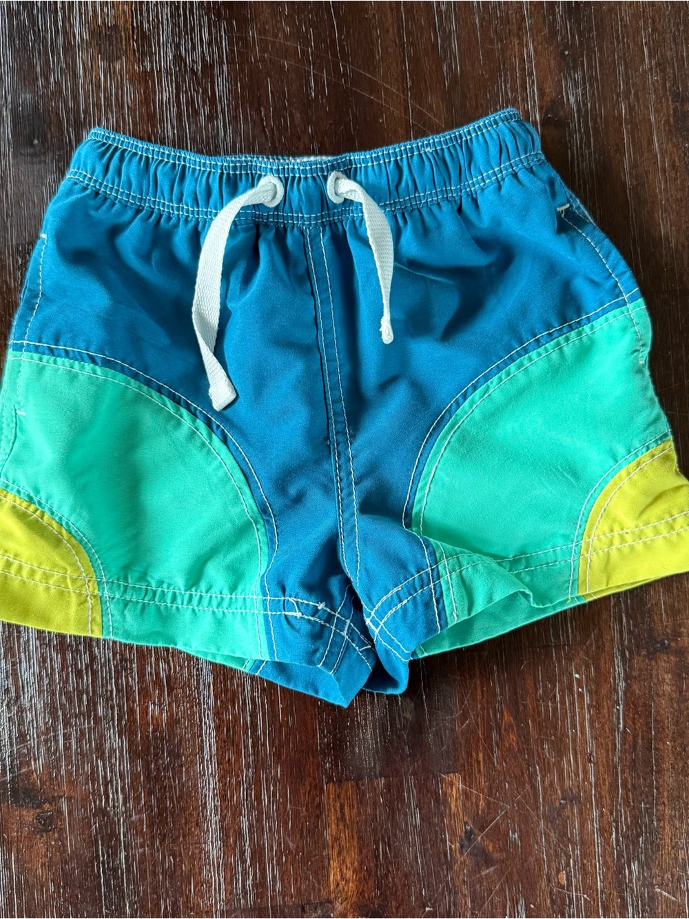 Hanna Andersson Blue, Green & Yellow Colorblock Swim Trunks